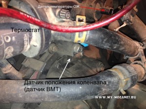 The sensor of provision of a cranked shaft on Renault Megane 2