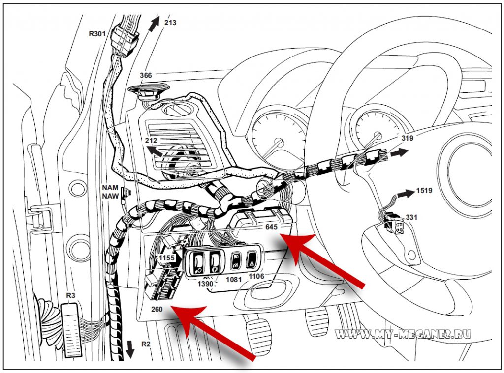 Предохранители рено меган 2 под капотом схема